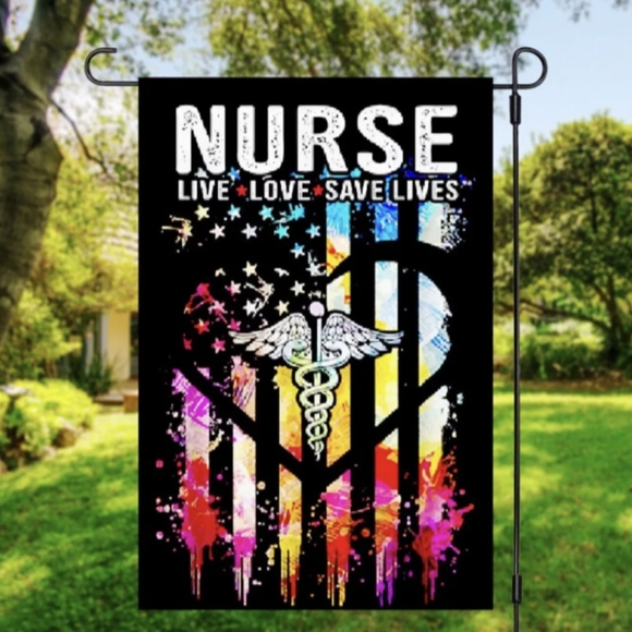 🩺❤️Nurse First Responder RN Double Sided Garden Flag 12" X 18" Fade Resistance - Picture 2 of 10